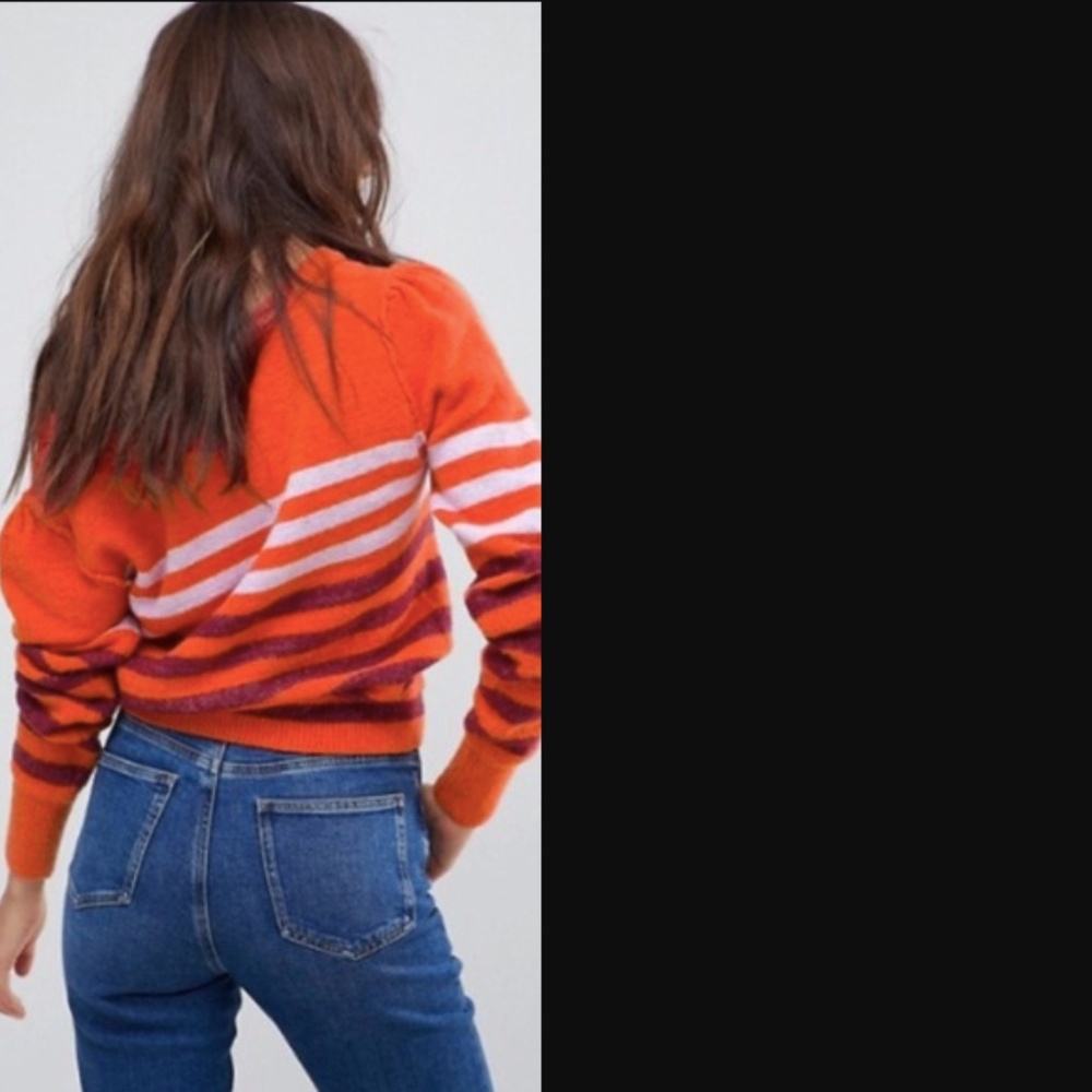 Free People Complete Me Orange Striped Sweater - Picture 3 of 8